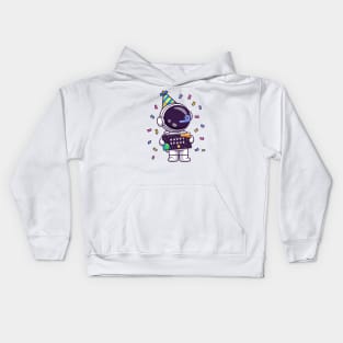 Cute Astronaut Celebrate Birthday Party Space Cartoon Kids Hoodie